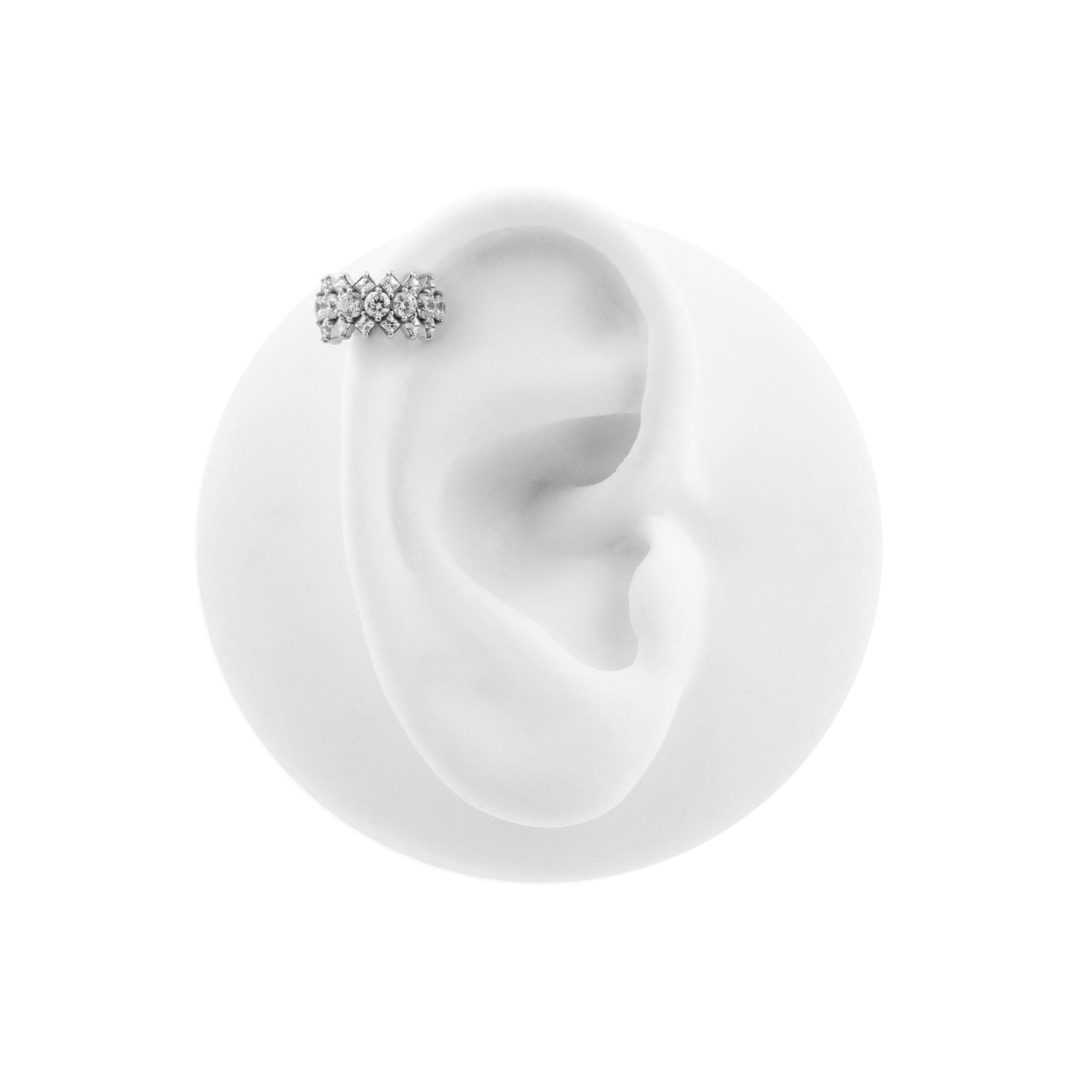 Nikkelvrij Staal Click Ring - Zirkonia Triple Zilver