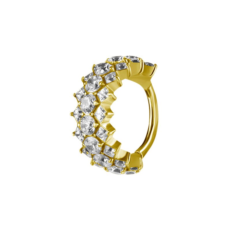 Nikkelvrij Staal Click Ring - Zirkonia Triple Goud
