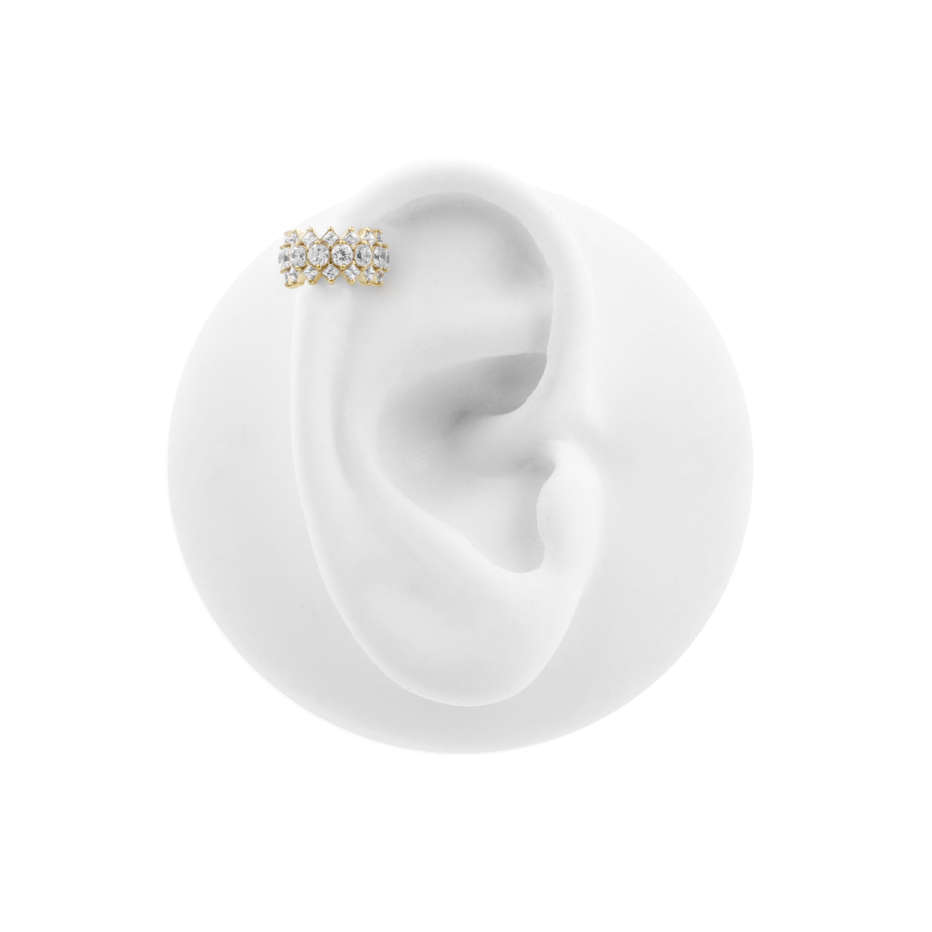 Nikkelvrij Staal Click Ring - Zirkonia Triple Goud