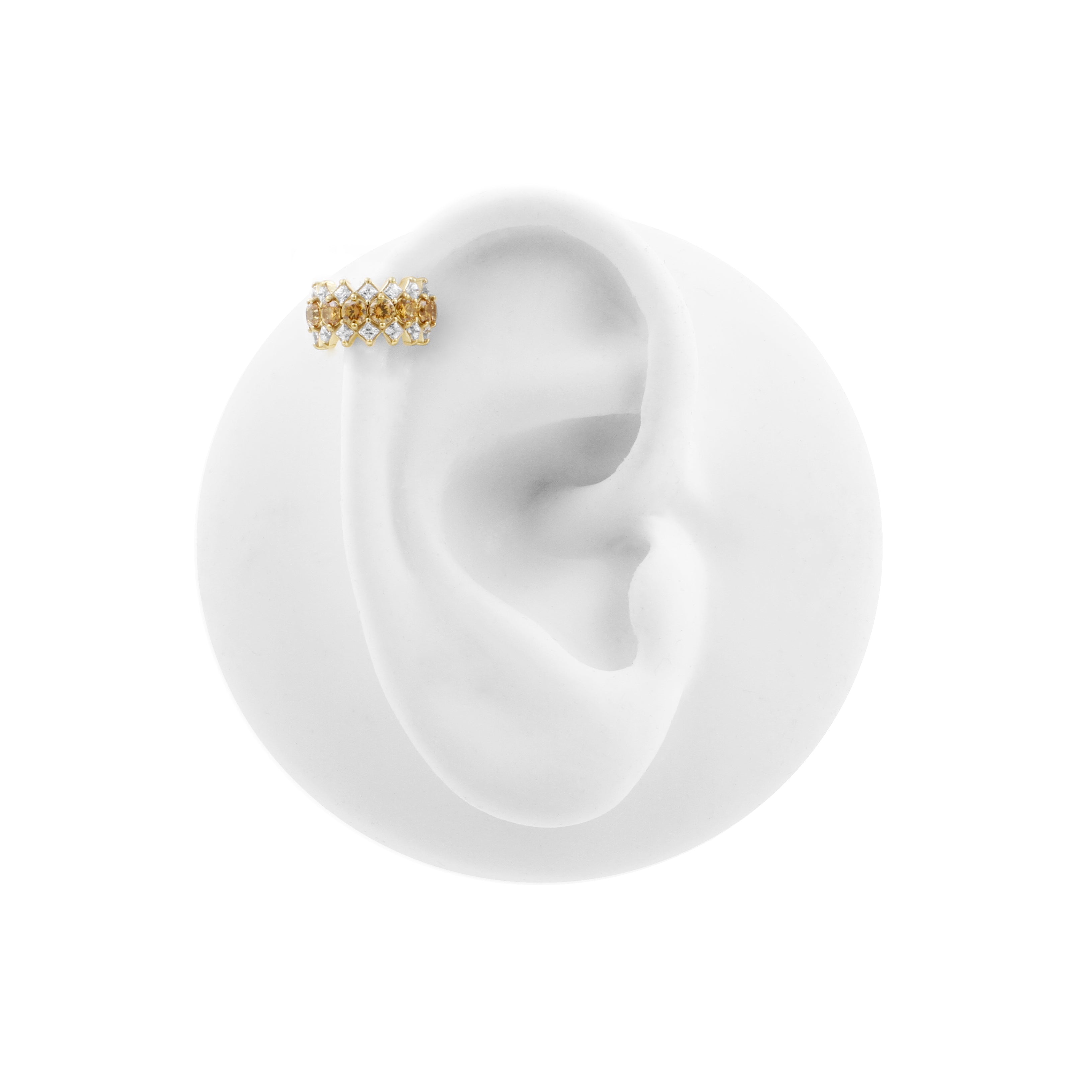 Nikkelvrij Staal Click Ring - Zirkonia Triple Goud