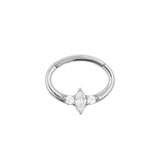 Chirurgischer Stahl Daith Clicker - Marquise-Cluster Silber