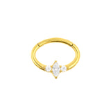 Chirurgischer Stahl Daith Clicker - Marquise Cluster Gold