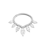Nickelfreier Daith Clicker aus Stahl – Marquise Tiara Silber