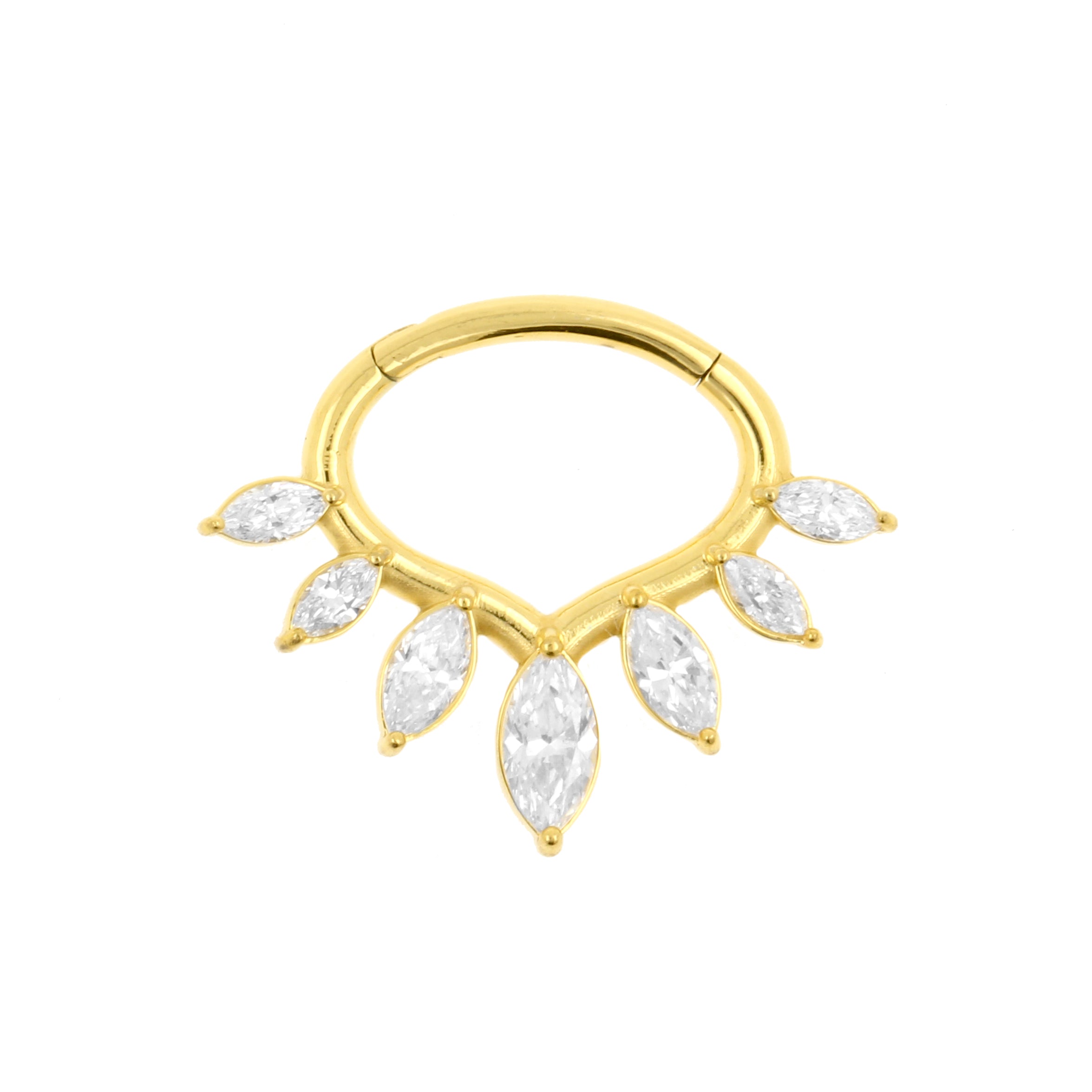 Nikkelvrij Stalen Daith Clicker - Marquise Tiara Goud