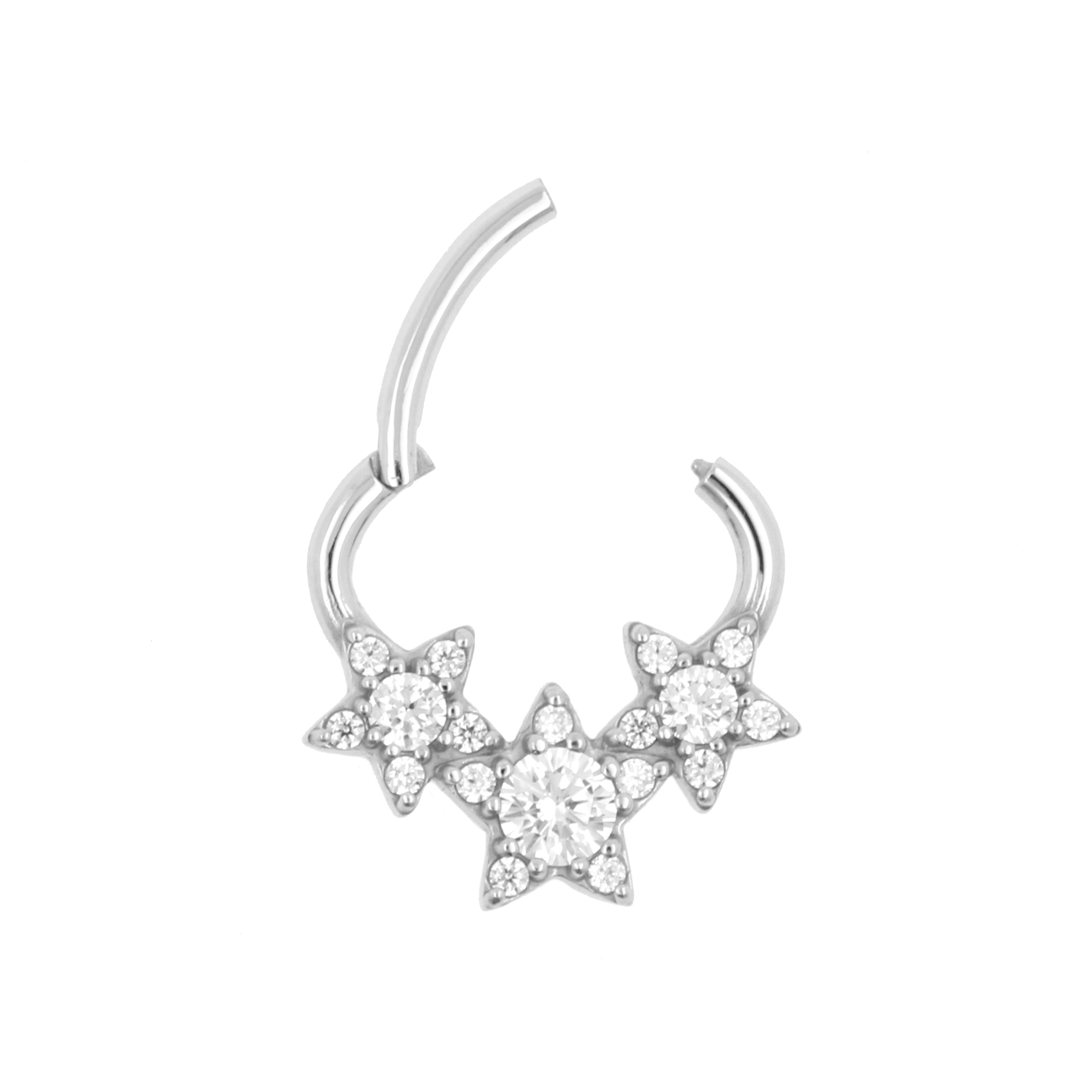 Nikkelvrij Stalen Daith Clicker - Stars Clear