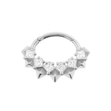 Nickelfreier Stahldaith-Clicker mit quadratischen Zirkonia-Steinen Silber