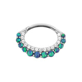 Nickelfreier Daith Clicker aus Stahl – Opal und Zirkonia Black Opal