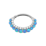 Nickelfreier Edelstahl-Daith-Clicker – Opal und Zirkonia Blue Opal