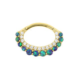 Nickelfreier Edelstahl-Daith-Clicker – Opal und Zirkonia Black Opal