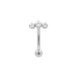 Chirurgischer Stahl Bauchnabelpiercing mit drei Zirkonia Silber