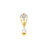 Chirurgischer Stahl Bauchnabelpiercing mit Zirkonia-Tropfenanhänger Gold