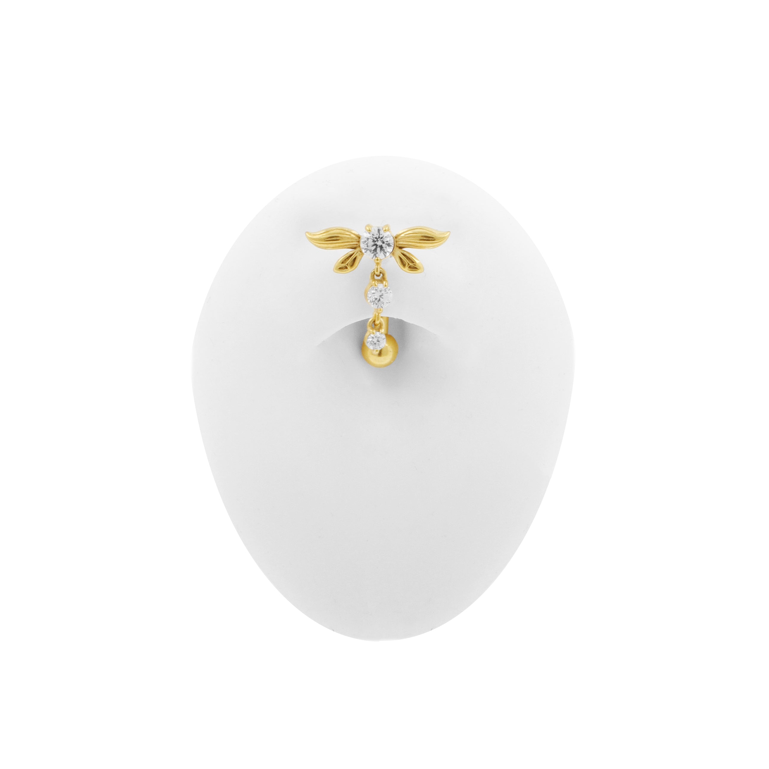 Surgical Steel Navel Curve Zirconia Dangle Gold