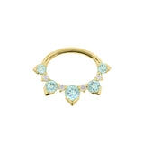 18 Karat Gold Septum Clicker mit Diamant & Blauem Topas