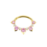 18 Karat Gold Septum Clicker mit Diamant & Pink Saphir