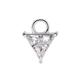 Nickelfreier Stahl Click-Ring mit Zirkonia-Triangle Anhänger Silber