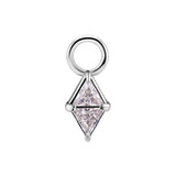 Nickelfreier Stahl Click-Ring mit Zirkonia-Anhänger Silber