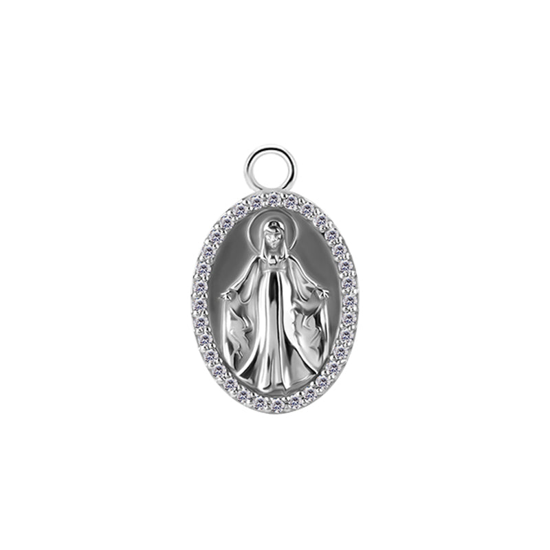 Nickel-Free Stainless Steel Click Ring Charm - Zirconia Maria Silver