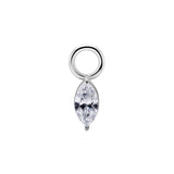 Nickelfreier Stahl Click Ring Charm - Zirkonia Princess Stein Silber