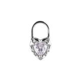 Nickelfreier Stahl-Click-Ring mit Zirkonia-Herzanhänger Silber