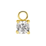 Nickelfreier Stahl Click-Ring Charm – Zirkonia Quadrat Gold