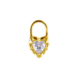 Nickelfreier Edelstahl Click-Ring mit Zirkonia Herz-Medaillon Gold