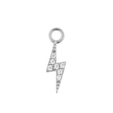 Nickelfreier Stahl-Click-Ring mit Zirkonia-Anhänger Flash Silber