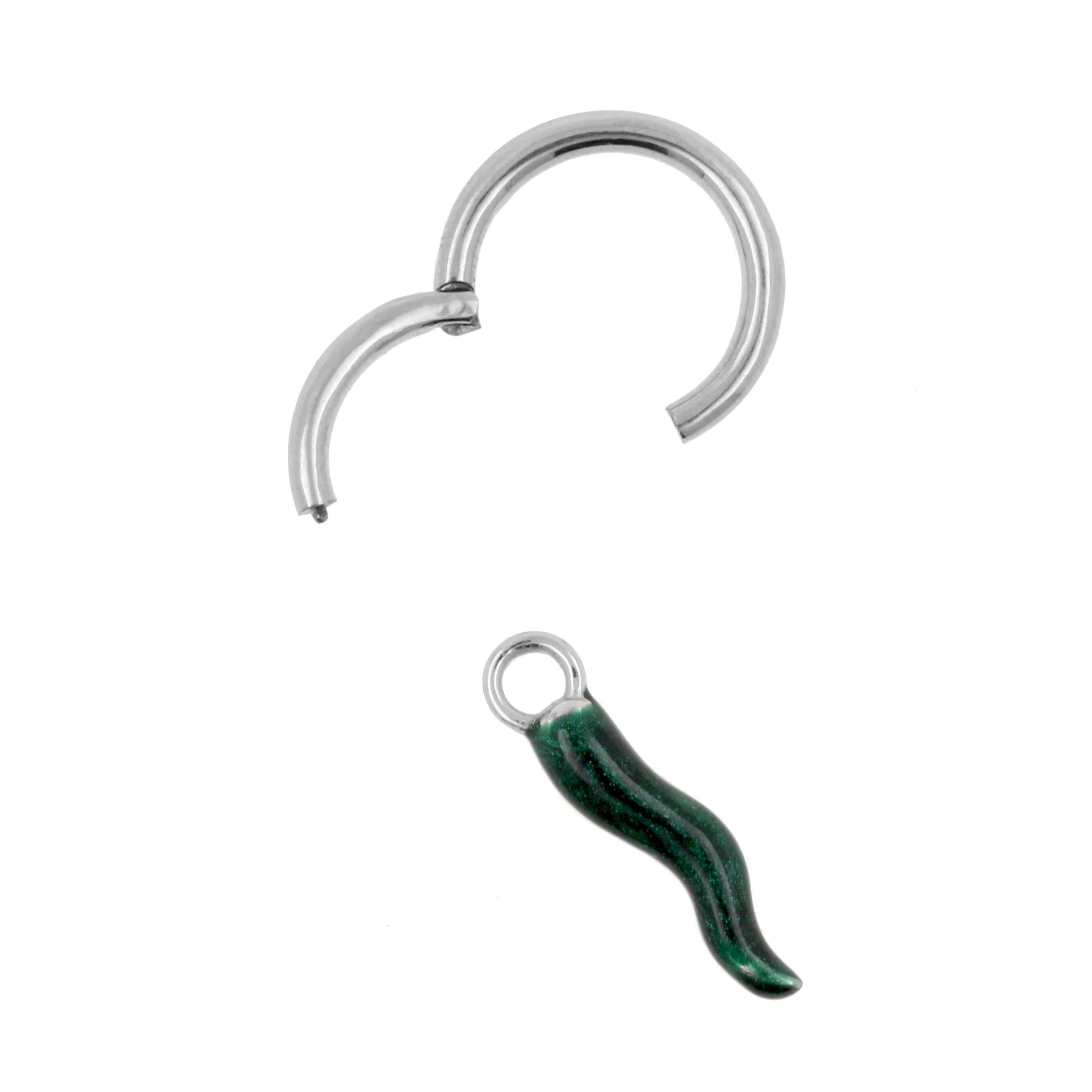 Nikkelvrij Stalen Click Ring Bedel - Pepper Zilver