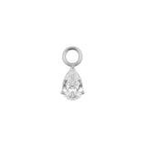 Nickelfreier Edelstahl-Click-Ring-Anhänger – Zirkonia-Tropfen Silber