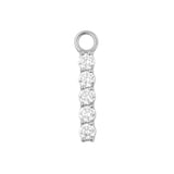 Nickelfreier Click-Ring-Anhänger aus Stahl – Zirkonia Bar M Silber