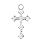 Nickelfreier Click-Ring aus Stahl mit Zirkonia-Kreuz Silber