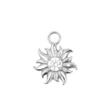 Nickelfreier Edelstahl-Click-Ring mit Anhänger - Alpenblume Silber