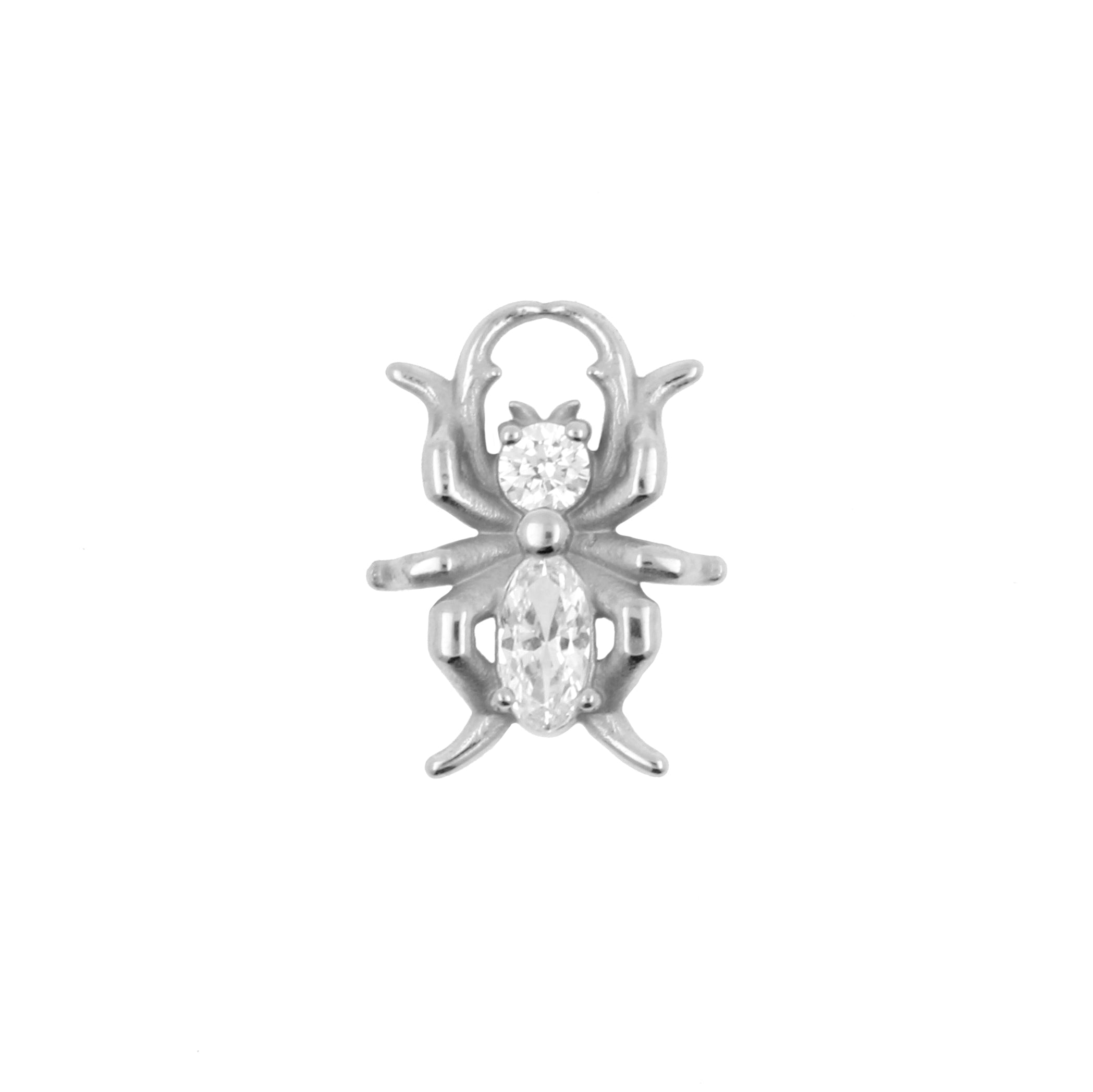 Nikkelvrij Stalen Click Ring Bedel - Beetle Zilver