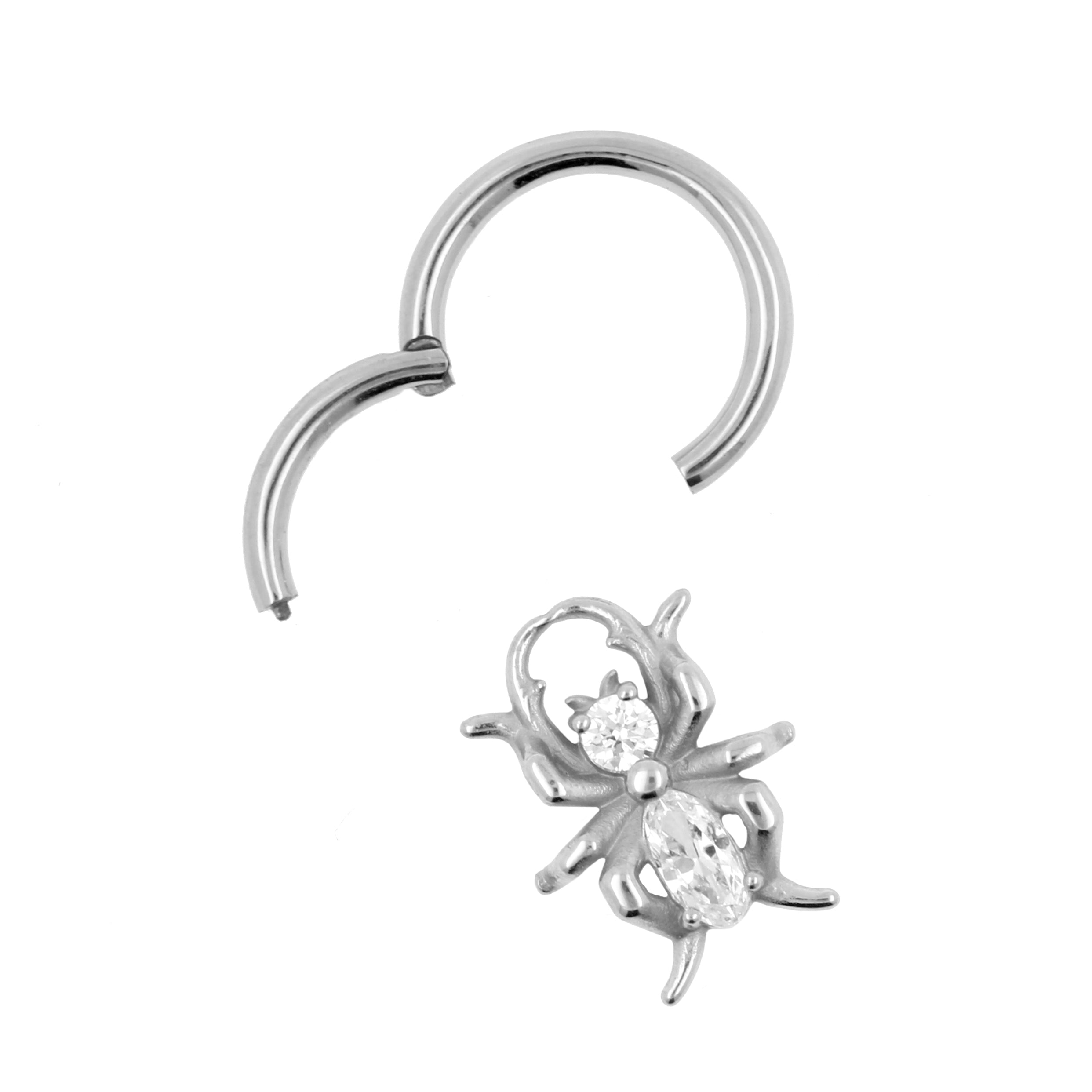 Nikkelvrij Stalen Click Ring Bedel - Beetle Zilver