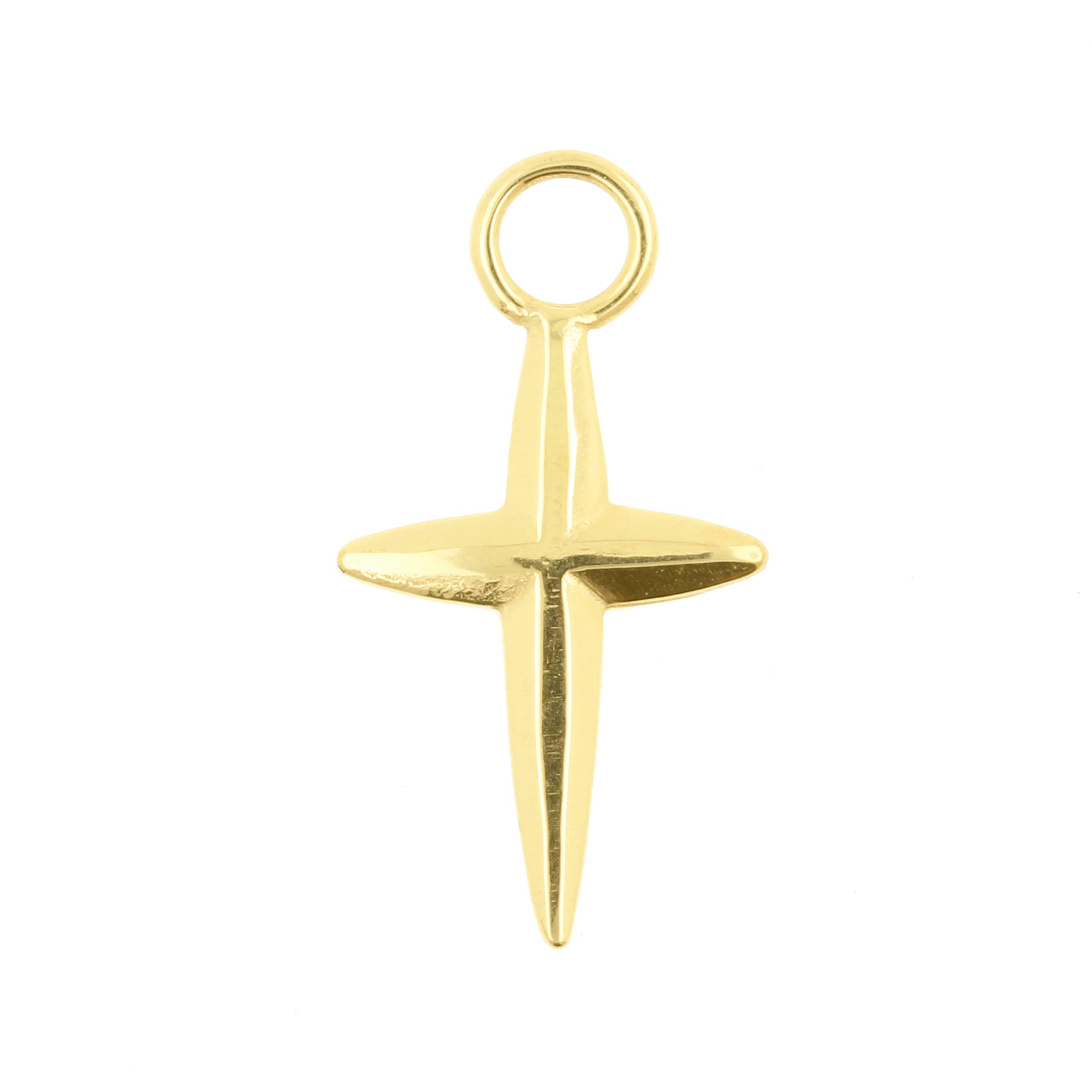 Nikkelvrij Stalen Click Ring Bedel - Cross Goud