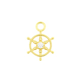 Nickelfreier Stahl-Click-Ring mit Zirkonia-Anhänger Gold