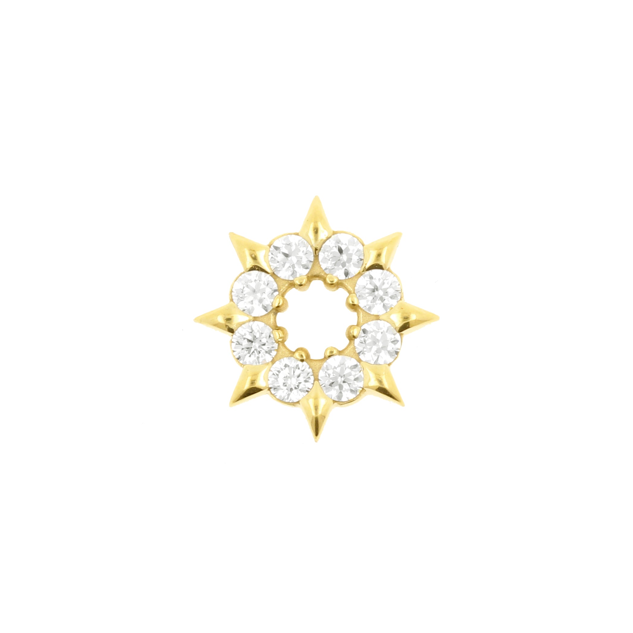 Nickel-Free Stainless Steel Click Ring Charm - Zirconia Wheel Gold