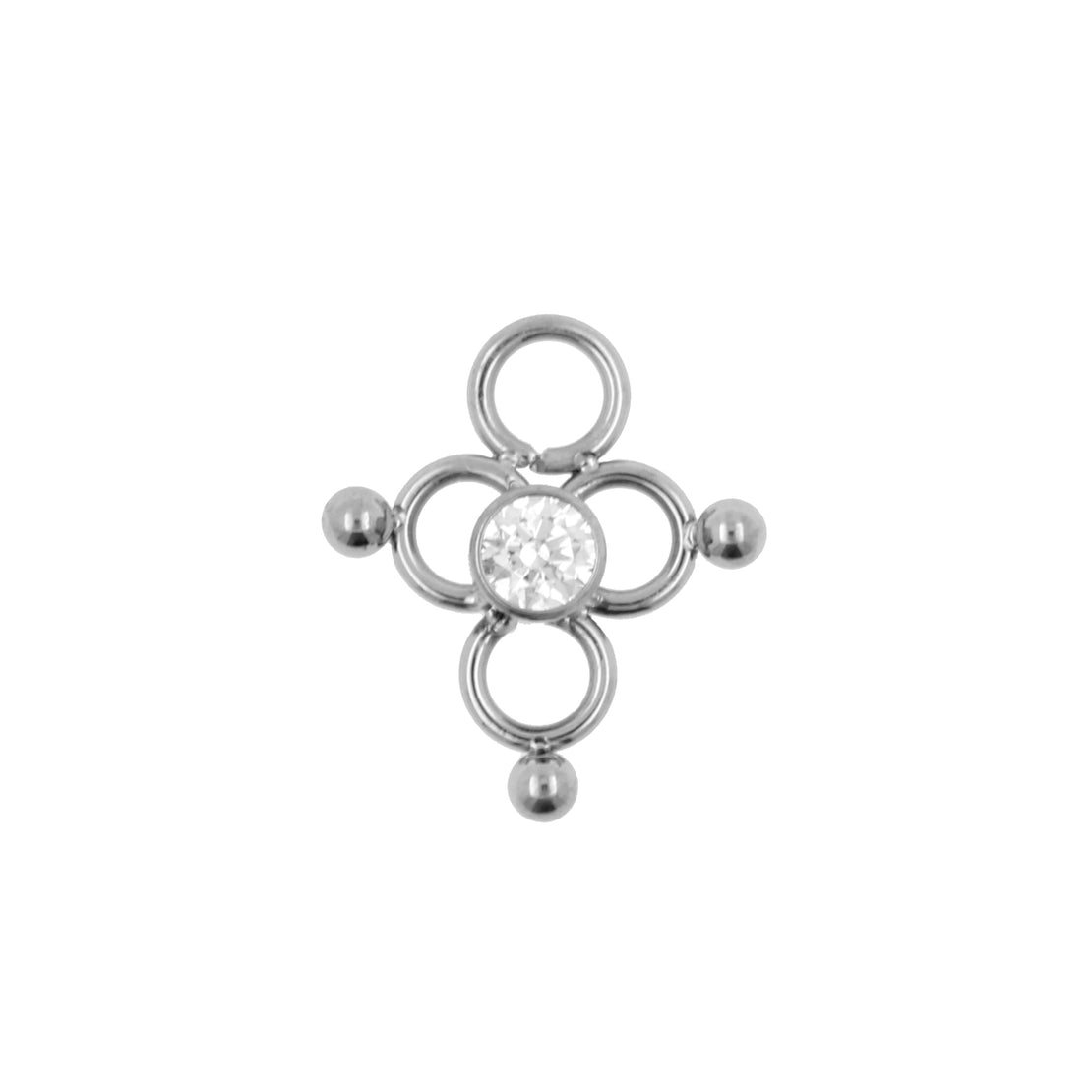Titanium Click Ring Bedel - Zirkonia Circle Cluster Zilver