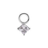 Chirurgischer Stahl Click-Ring Anhänger – Zirkonia Square Silber