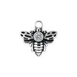 Chirurgischer Stahl Click-Ring Anhänger – Zirkonia-Biene Silber