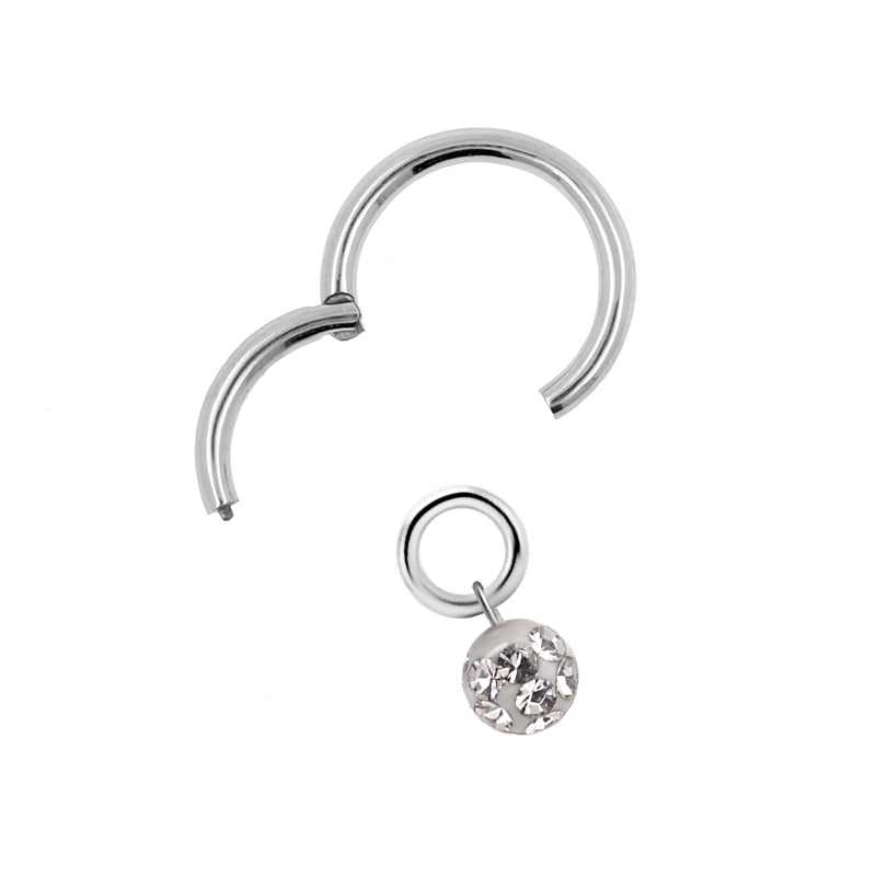 Chirurgisch Staal Click Ring Bedel - Multi Jewelled Ball Zilver