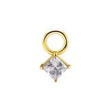 Chirurgischer Stahl Click-Ring Anhänger - Zirkonia Quadrat Gold
