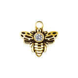 Chirurgischer Stahl Click-Ring Anhänger – Zirkonia Biene Gold