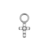 Chirurgischer Stahl Clickring Anhänger - Kreuz Silber
