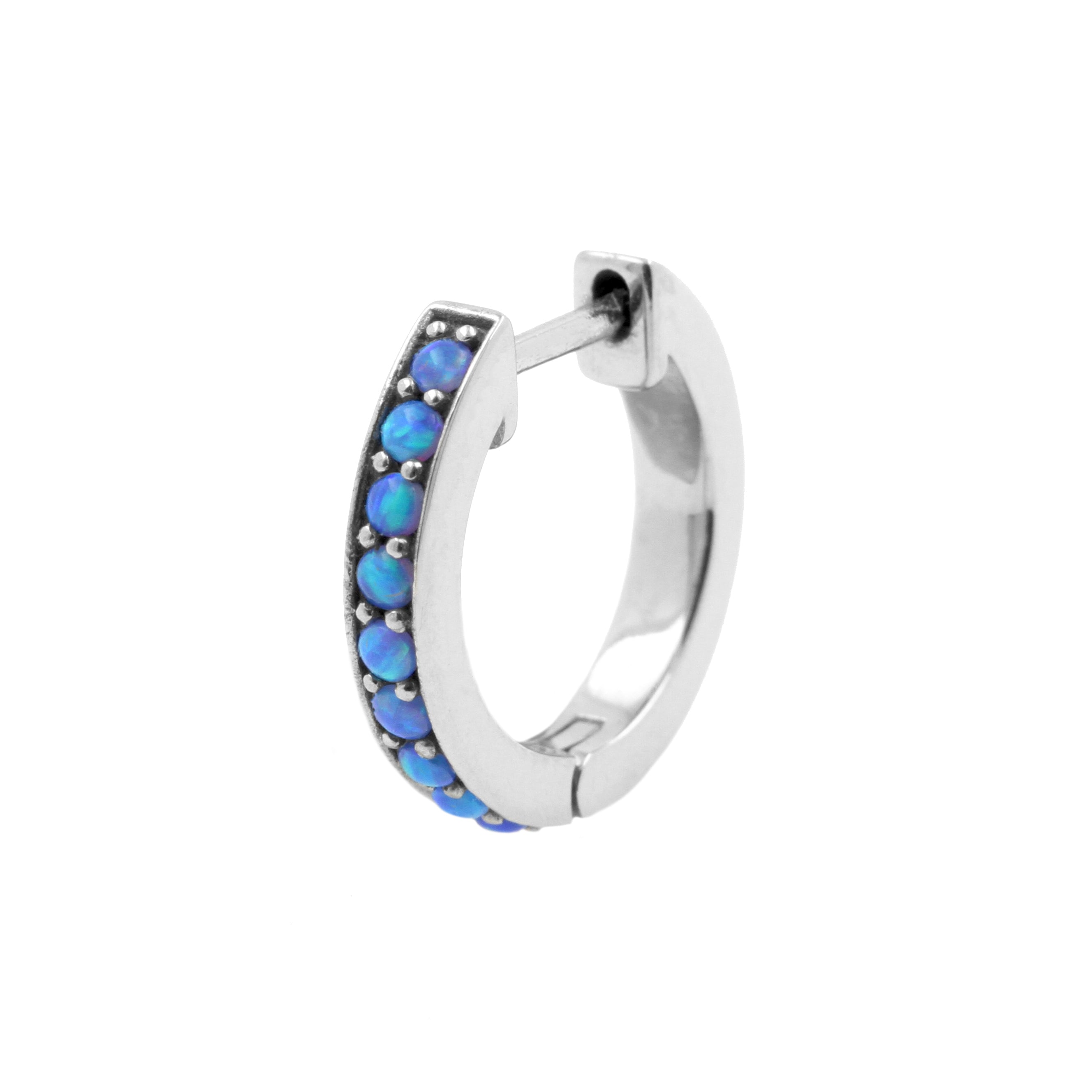 Chirurgisch Stalen Click Hoop Oorbellen Met Opaal Sapphire Blue Opal