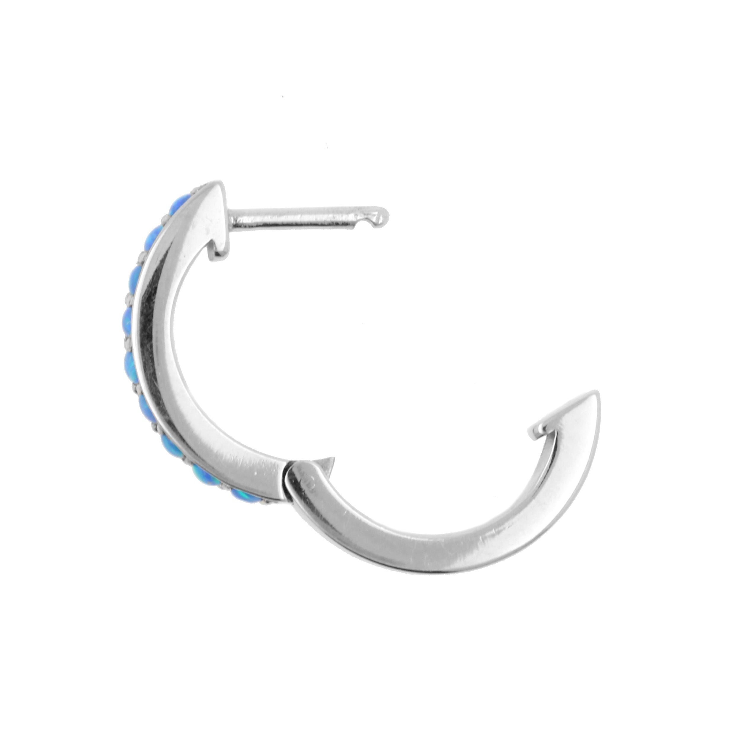 Chirurgisch Stalen Click Hoop Oorbellen Met Opaal Sapphire Blue Opal