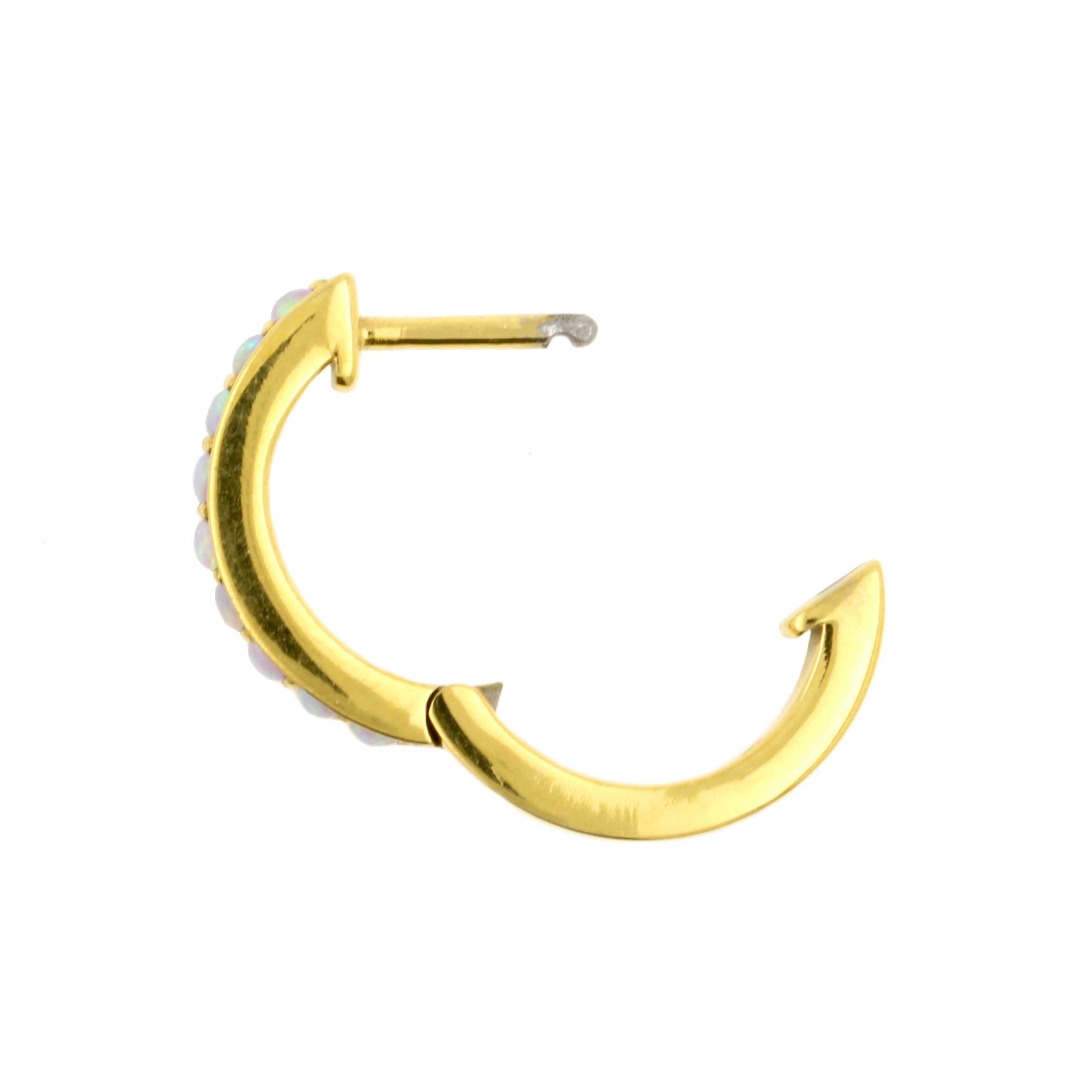 Chirurgisch Stalen Click Hoop Oorbellen Met Opaal Pink Opal
