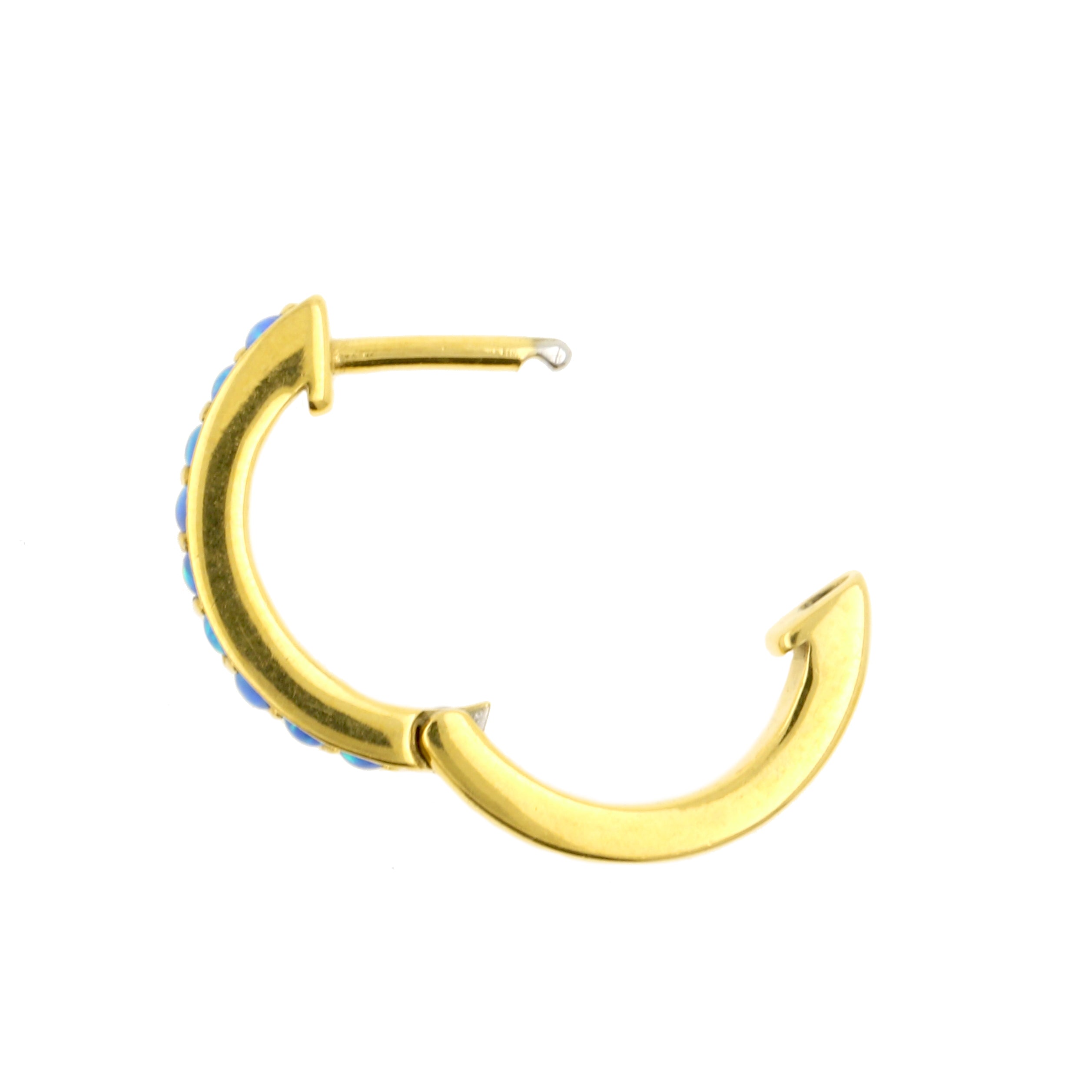Chirurgisch Stalen Click Hoop Oorbellen Met Opaal Sapphire Blue Opal
