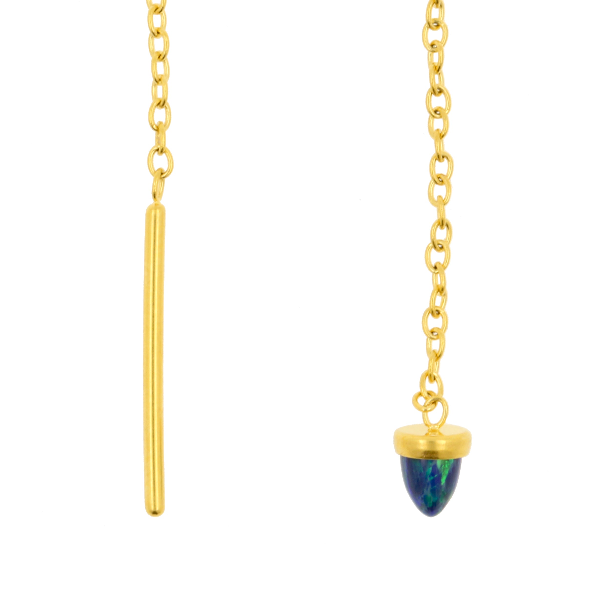 Chirurgisch Stalen Oor Threader Opaal Spike Black Opal