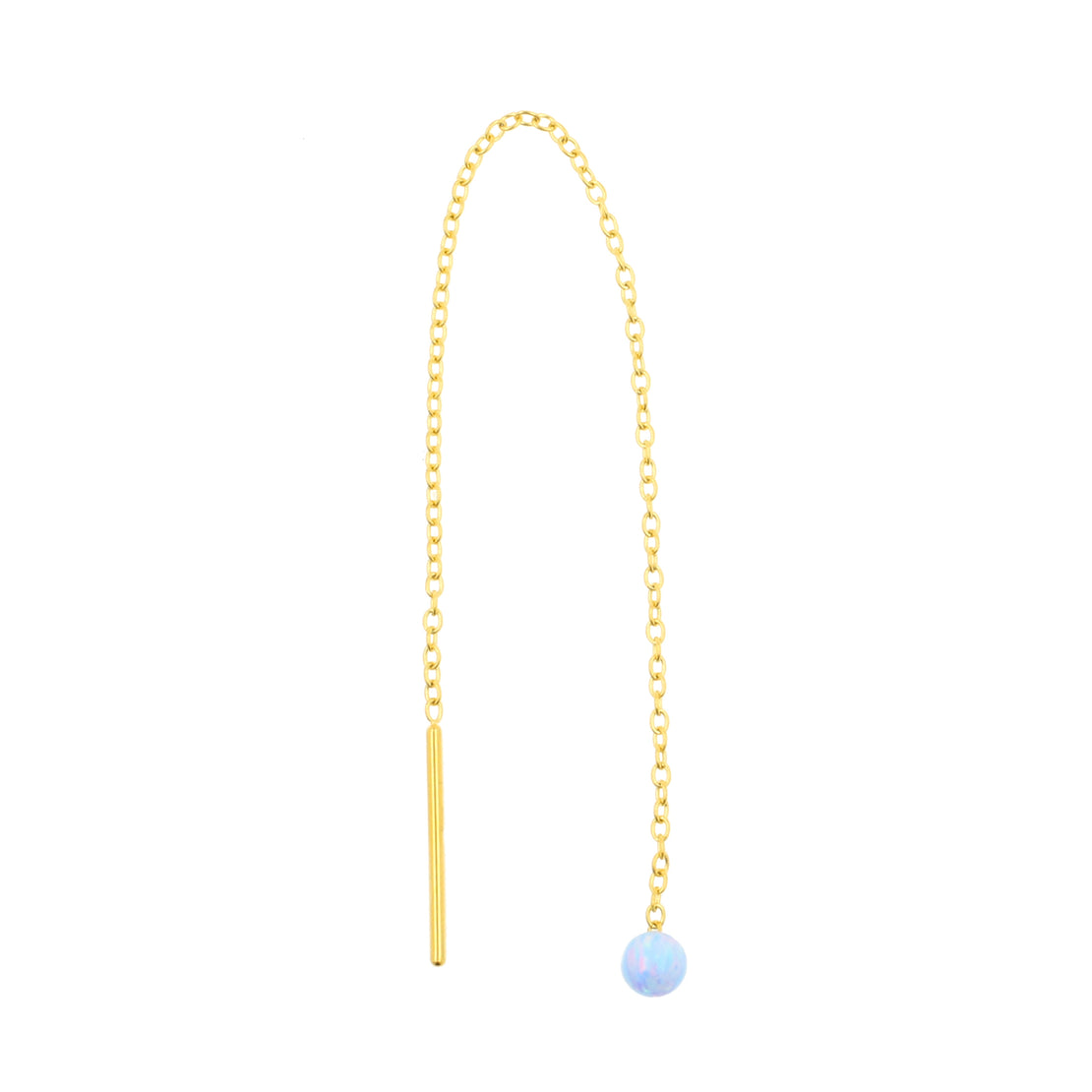 Surgical Steel Ear Threader Opal Ball Light Blue Opal