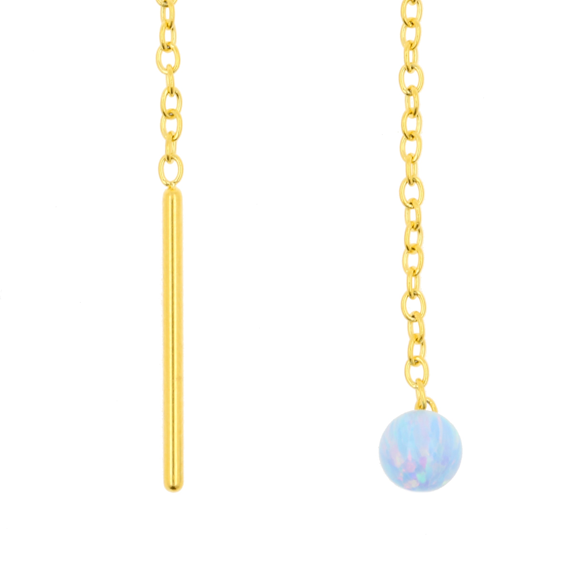 Chirurgisch Stalen Oor Threader Opaal Bal Light Blue Opal